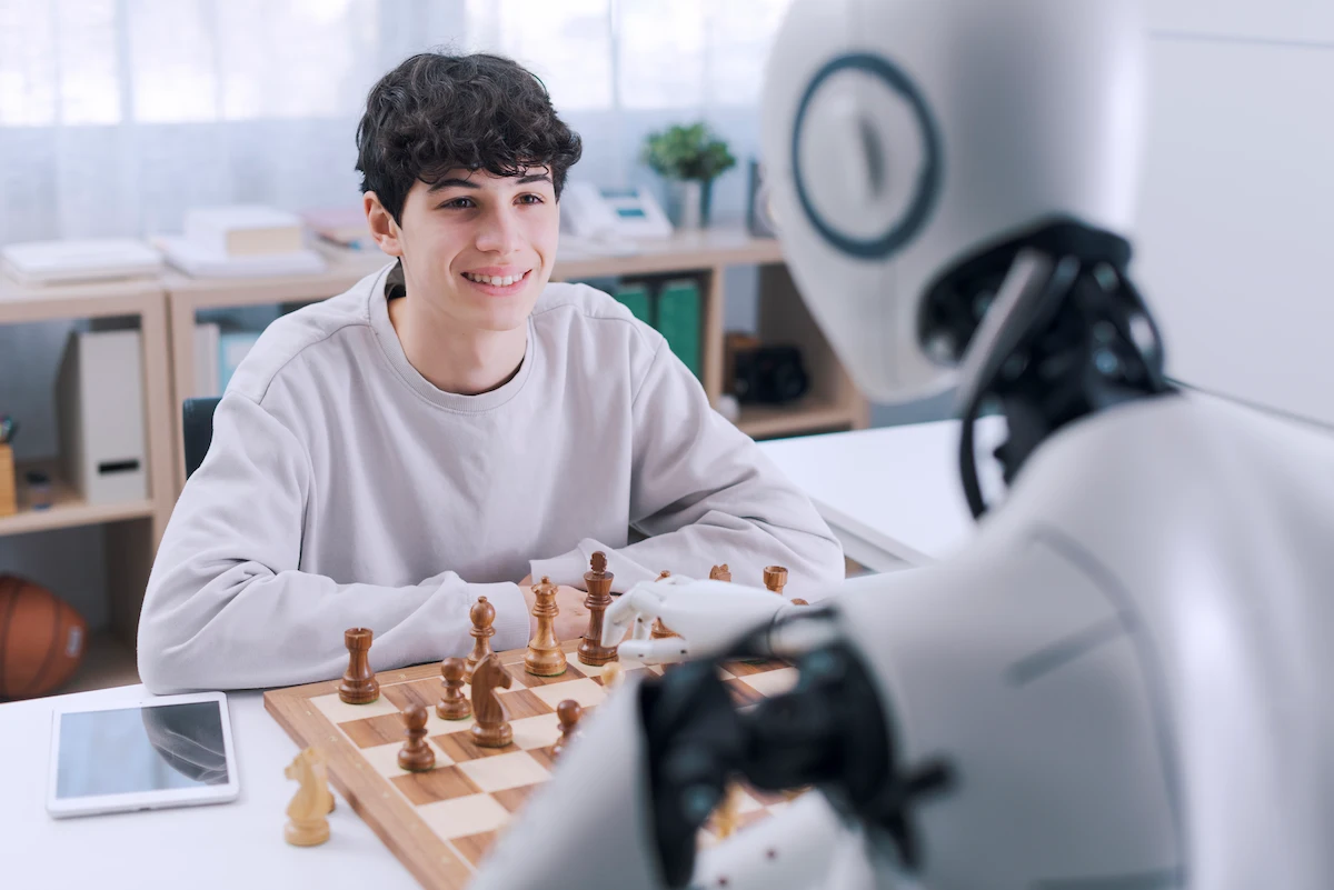 human and AI playing chess